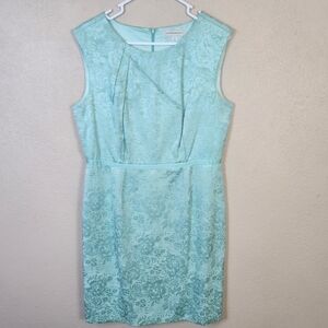Katherine Kelly Mint Green Brocade Sleeveless Dress Size 12 (5282)